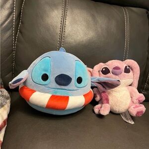 Plushies Stitch and Angel LOT of 2 Stuffed Animals Disney